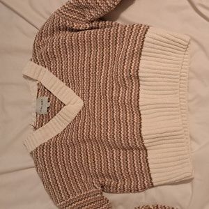 Pink rose medium cropped v neck sweater